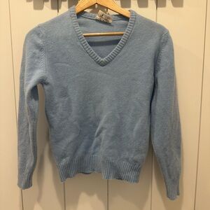 Classic V-Neck Women's Sweater - Light Blue
